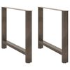 vidaXL P&eacute;s para mesa de jantar em a&ccedil;o natural, 2 pe&ccedil;as, 90x (72-73) cm, a&ccedil;o