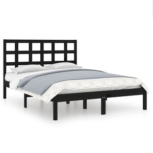 vidaXL Estrutura de cama 140x190 cm madeira maci&ccedil;a preto