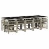 vidaXL 15 pcs conj. jantar jardim c/ almofad&otilde;es vime PE cinzento-claro
