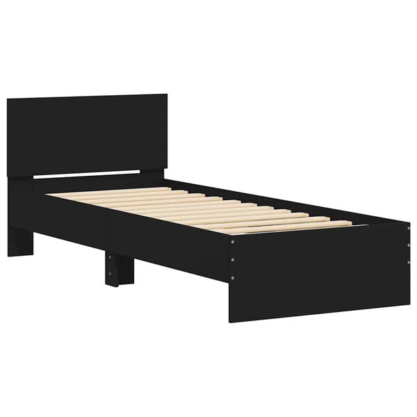 vidaXL Estrutura cama cabeceira 75x190 cm derivados de madeira preto