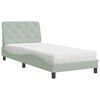 vidaXL Cama com colch&atilde;o 90x190 cm veludo cinzento-claro