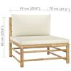 vidaXL 7 pcs conj. lounge p/ jardim em bambu c/ almofadões branco nata