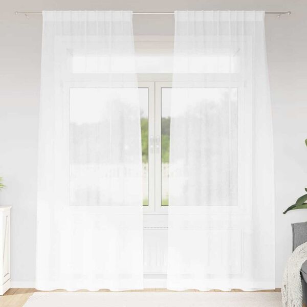 vidaXL Cortina de Voile 2 pcs Branco 260 x 140 cm Poli&eacute;ster