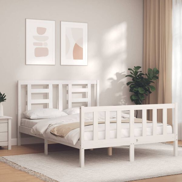 vidaXL Cama sem colch&atilde;o 120x200 cm madeira de pinho maci&ccedil;a branco