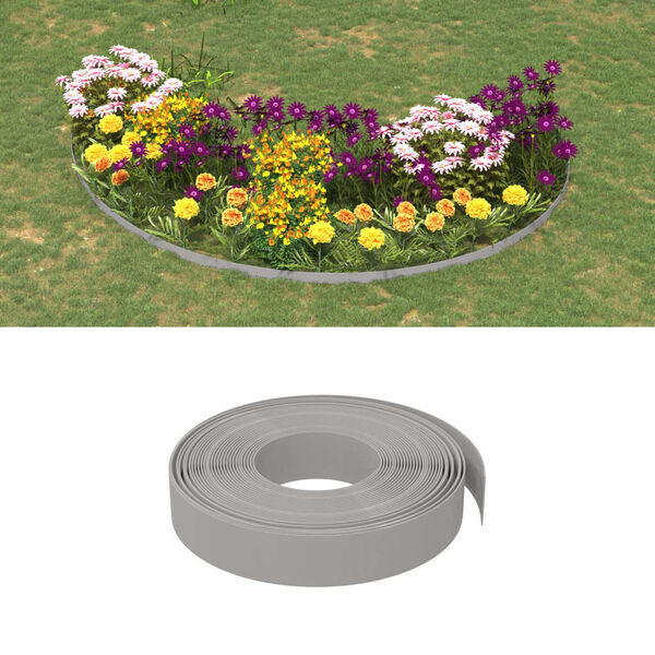 vidaXL Borda de jardim 10 m 10 cm polietileno cinzento
