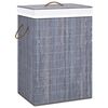 vidaXL Cesto para roupa suja c/ 2 sec&ccedil;&otilde;es 72 L bambu cinzento