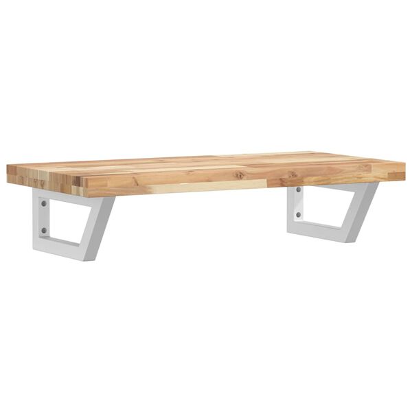 vidaXL Prateleira de parede p/ lavat&oacute;rio a&ccedil;o/madeira de ac&aacute;cia maci&ccedil;a