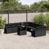 vidaXL 11 pcs conjunto sof&aacute;s de jardim c/ almofad&otilde;es vime PE preto