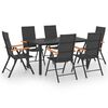 vidaXL 7 pcs conjunto de jantar para jardim preto e castanho