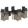 vidaXL 7 pcs conjunto de jantar p/ jardim c/ almofad&otilde;es vime PE cinza