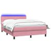 vidaXL Cama box spring c/ colch&atilde;o e LED 160x220 cm veludo rosa