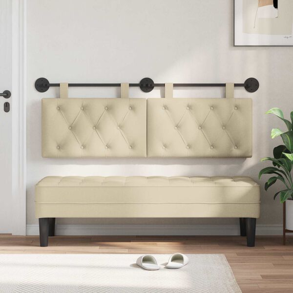 vidaXL Cabeceira Suspensa Creme 150 x 55 x 7 cm tecido