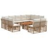 vidaXL Conjunto de Sof&aacute; de Jardim 12 unid. Natural e Branco Creme
