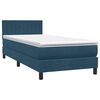 vidaXL Cama com molas/colch&atilde;o 90x220 cm veludo azul-escuro