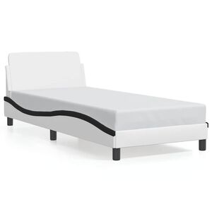 vidaXL Estrutura de cama Dover couro artificial branco e preto