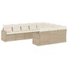 vidaXL 10 pcs conjunto de sof&aacute;s p/ jardim com almofad&otilde;es vime PE bege