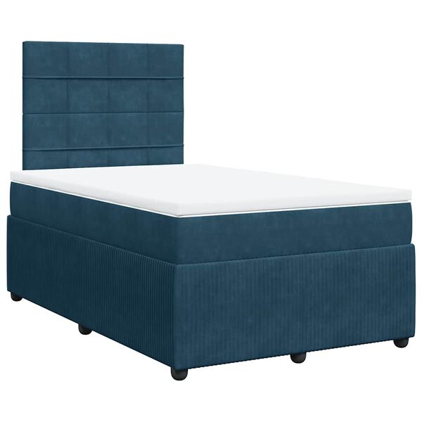 vidaXL Cama boxspring com colch&atilde;o 120x190 cm veludo azul-escuro