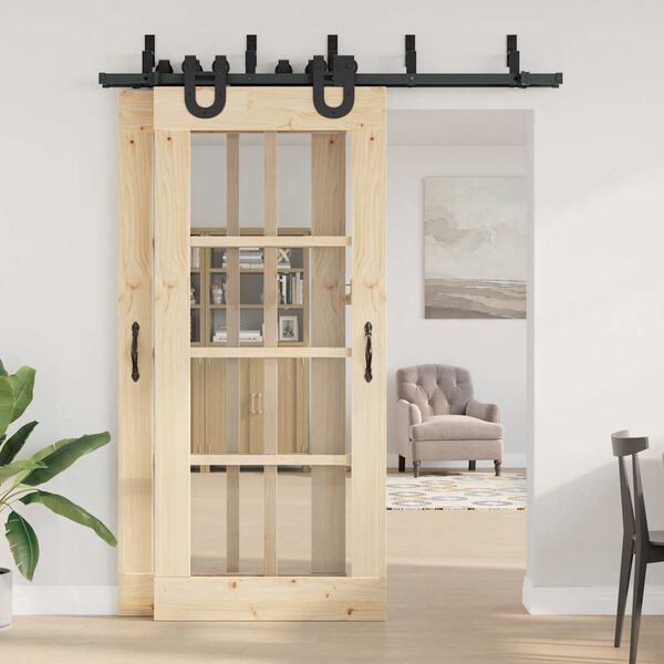 vidaXL Kit de ferragens para porta deslizante 183 cm aço preto