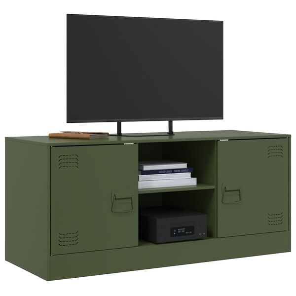 vidaXL M&oacute;vel de TV 99x39x44 a&ccedil;o verde azeitona