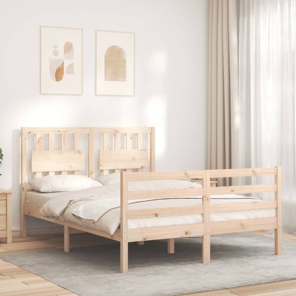 vidaXL Estrutura de cama com cabeceira 120x200 cmmadeira maciça