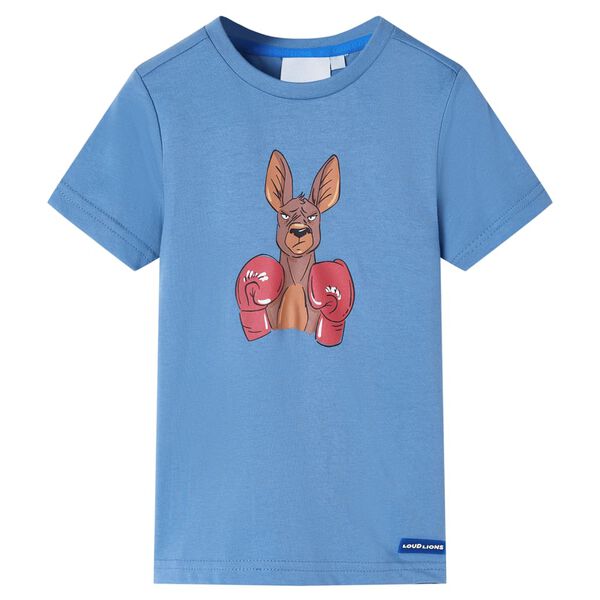 T-shirt infantil com mangas curtas azul-m&eacute;dio 140