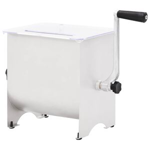 vidaXL Misturador de carne manual c/ tampa a&ccedil;o inoxid&aacute;vel prateado
