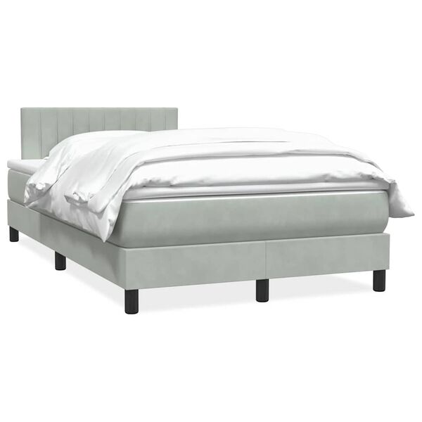 vidaXL Cama boxspring c/ colch&atilde;o 120x220 cm veludo cinzento-claro