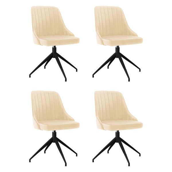 vidaXL Cadeiras de jantar 4 pcs veludo cor creme