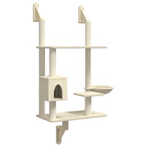 vidaXL &Aacute;rvore de parede para gatos c/ poste arranhador 153 cm creme