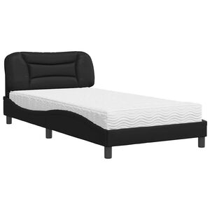 vidaXL Cama com colch&atilde;o Hvar 100x200 cm couro artificial preto