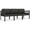 vidaXL 3 pcs conjunto lounge jardim com almofad&otilde;es alum&iacute;nio antracite