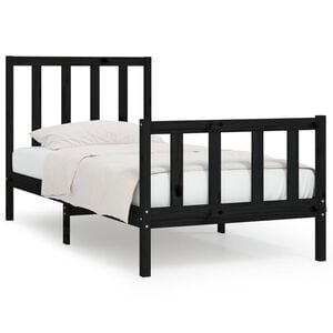 vidaXL Estrutura cama pequena solteiro 75x190 cm madeira maci&ccedil;a preto