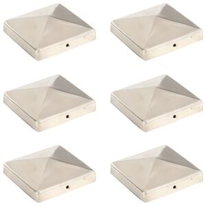 vidaXL Tampas piramidais postes veda&ccedil;&atilde;o 6pcs a&ccedil;o inoxid&aacute;vel 101x101mm