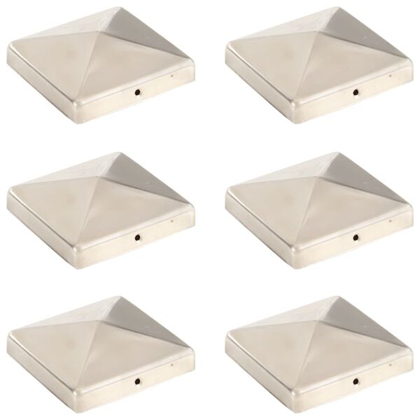vidaXL Tampas piramidais postes veda&ccedil;&atilde;o 6pcs a&ccedil;o inoxid&aacute;vel 101x101mm