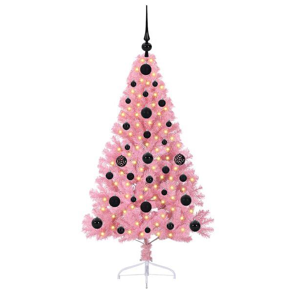 vidaXL &Aacute;rvore de Natal Artificial Pr&eacute;-iluminada Rosa 120 cm PVC