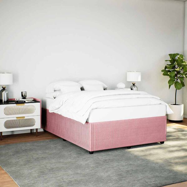 vidaXL Estrutura de cama 140x190 cm veludo rosa
