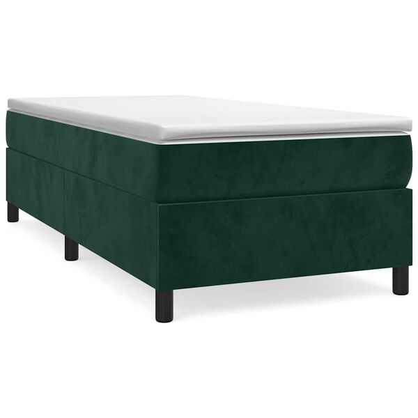 vidaXL Estrutura de cama com molas 100x200 cm veludo verde-escuro