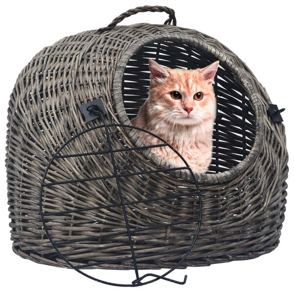 vidaXL Transportadora p/ gatos 60x45x45 cm salgueiro natural cinzento