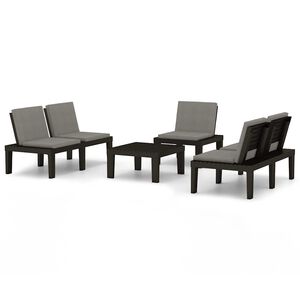 vidaXL 4 pcs conjunto lounge de jardim c/ almofad&otilde;es pl&aacute;stico cinzento