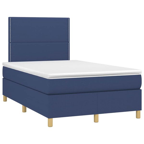 vidaXL Cama boxspring com colch&atilde;o 120x190 cm tecido azul