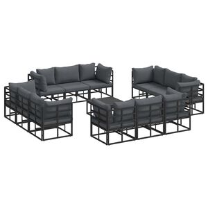 vidaXL Conjunto de Sof&aacute; de Jardim 13 unid. Preto Metal