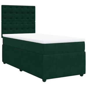 vidaXL Cama com molas/colch&atilde;o 90x190 cm veludo verde-escuro