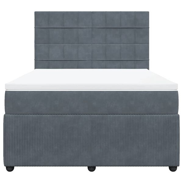 vidaXL Cama com molas/colch&atilde;o 140x200 cm veludo cinzento-escuro