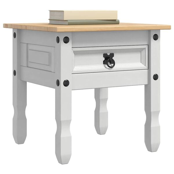 vidaXL Mesa de apoio Branco 50 x 50 x 50 cm Madeira de Pinheiro S&oacute;lida