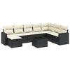 vidaXL 8 pcs conjunto sof&aacute;s de jardim com almofad&otilde;es vime PE preto