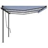 vidaXL Toldo autom&aacute;tico c/ LED e sensor de vento 6x3 m azul e branco