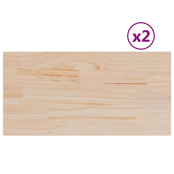 vidaXL Tampos de mesa retangulares 2 pcs 60x30x2,5 cm pinho maciço