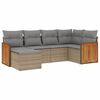 vidaXL 6 pcs conjunto de sof&aacute;s p/ jardim com almofad&otilde;es vime PE bege