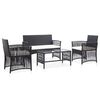 vidaXL 4 pcs conjunto lounge de jardim c/ almofad&otilde;es vime PE preto