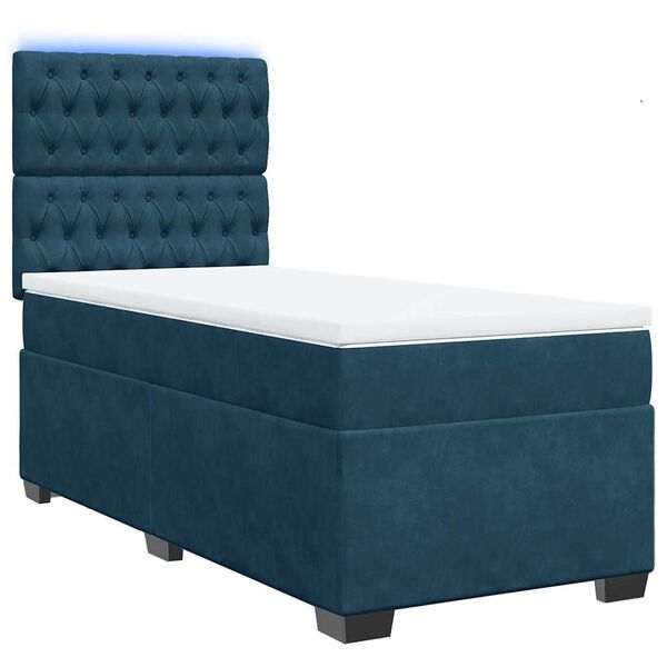 vidaXL Cama boxspring com colch&atilde;o 80x200 cm veludo azul